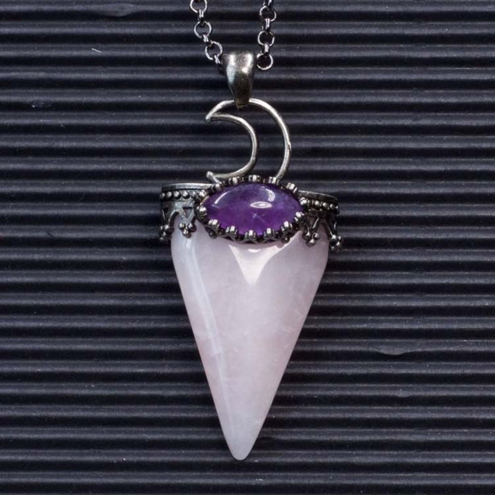 Rose Quartz Point Pendant with Amethyst
